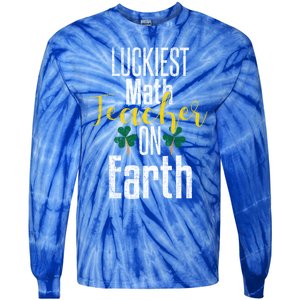 St Patricks Day Funny Gift Math Teacher Lucky Grunge Tie-Dye Long Sleeve Shirt