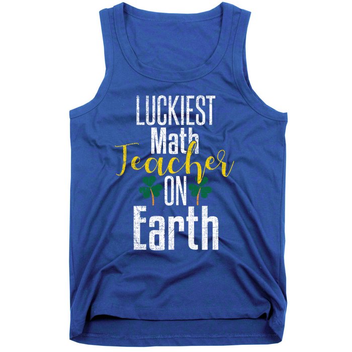 St Patricks Day Funny Gift Math Teacher Lucky Grunge Tank Top