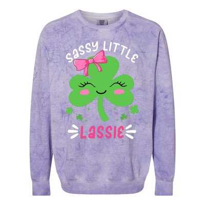 St Patricks Day Sassy Little Lassie Funny Colorblast Crewneck Sweatshirt