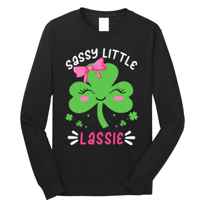 St Patricks Day Sassy Little Lassie Funny Long Sleeve Shirt