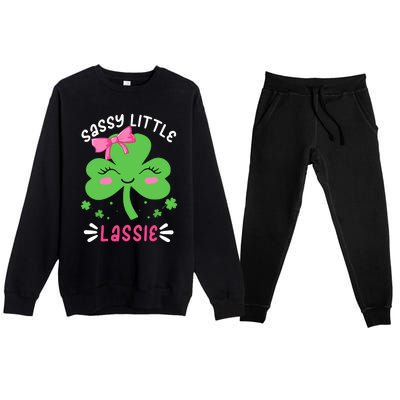 St Patricks Day Sassy Little Lassie Funny Premium Crewneck Sweatsuit Set