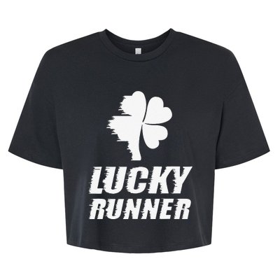 Saint Patrick's Day Lucky Runner Marathon Running Gift Bella+Canvas Jersey Crop Tee