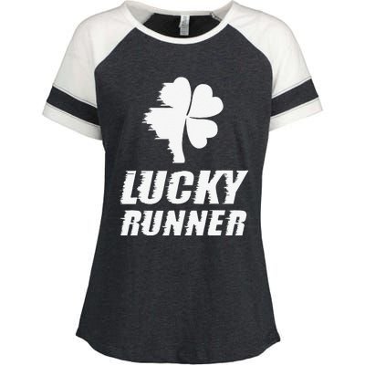 Saint Patrick's Day Lucky Runner Marathon Running Gift Enza Ladies Jersey Colorblock Tee