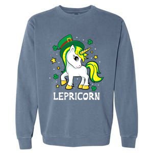 St Patricks Day Unicorn Lepricorn Garment-Dyed Sweatshirt