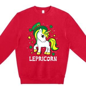 St Patricks Day Unicorn Lepricorn Premium Crewneck Sweatshirt