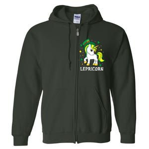 St Patricks Day Unicorn Lepricorn Full Zip Hoodie