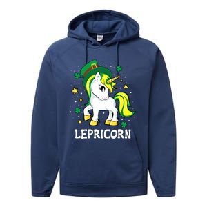 St Patricks Day Unicorn Lepricorn Performance Fleece Hoodie