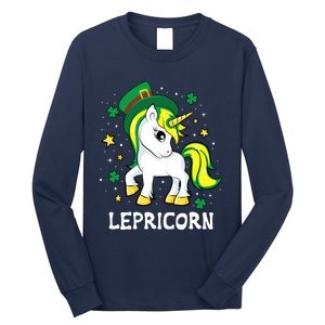 St Patricks Day Unicorn Lepricorn Long Sleeve Shirt