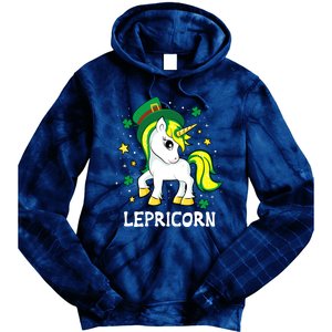 St Patricks Day Unicorn Lepricorn Tie Dye Hoodie