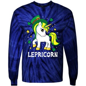 St Patricks Day Unicorn Lepricorn Tie-Dye Long Sleeve Shirt