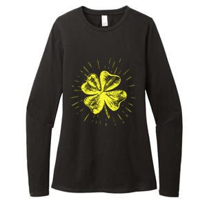 St. Patrick's Day Lucky Yellow Clover Shamrock Womens CVC Long Sleeve Shirt