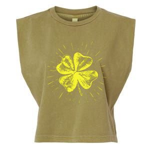 St. Patrick's Day Lucky Yellow Clover Shamrock Garment-Dyed Women's Muscle Tee