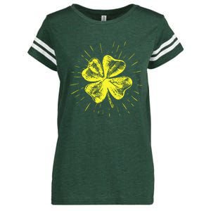 St. Patrick's Day Lucky Yellow Clover Shamrock Enza Ladies Jersey Football T-Shirt