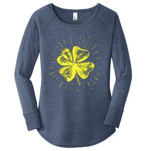 St. Patrick's Day Lucky Yellow Clover Shamrock Women's Perfect Tri Tunic Long Sleeve Shirt