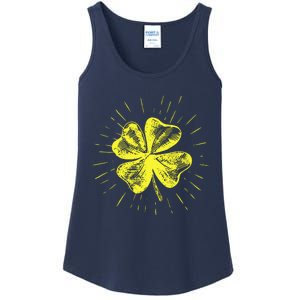 St. Patrick's Day Lucky Yellow Clover Shamrock Ladies Essential Tank