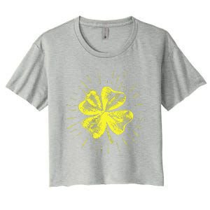 St. Patrick's Day Lucky Yellow Clover Shamrock Women's Crop Top Tee