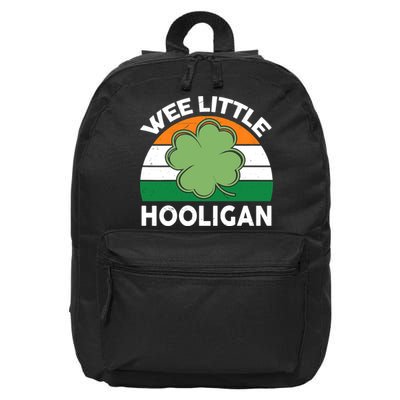 St Patricks Day Wee Little Hooligan Irish Baby Boy 16 in Basic Backpack