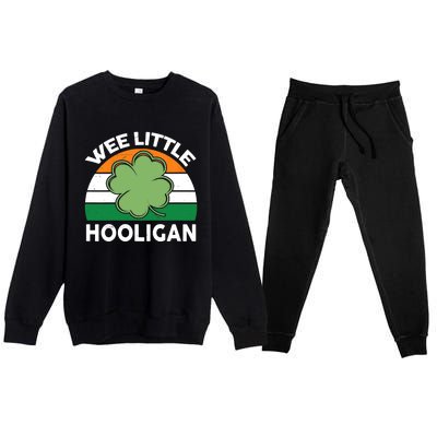 St Patricks Day Wee Little Hooligan Irish Baby Boy Premium Crewneck Sweatsuit Set