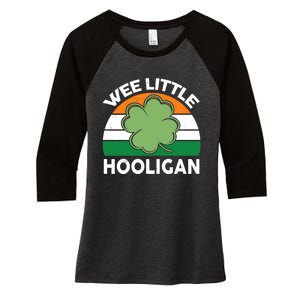 St Patricks Day Wee Little Hooligan Irish Baby Boy Women's Tri-Blend 3/4-Sleeve Raglan Shirt