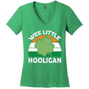 St Patricks Day Wee Little Hooligan Irish Baby Boy Women's V-Neck T-Shirt