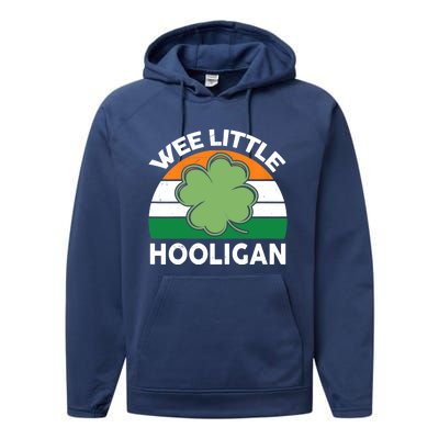 St Patricks Day Wee Little Hooligan Irish Baby Boy Performance Fleece Hoodie