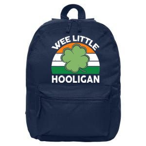 St Patricks Day Wee Little Hooligan Irish Baby Boy 16 in Basic Backpack