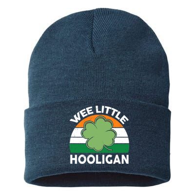 St Patricks Day Wee Little Hooligan Irish Baby Boy Sustainable Knit Beanie