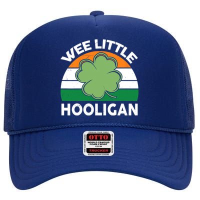 St Patricks Day Wee Little Hooligan Irish Baby Boy High Crown Mesh Back Trucker Hat