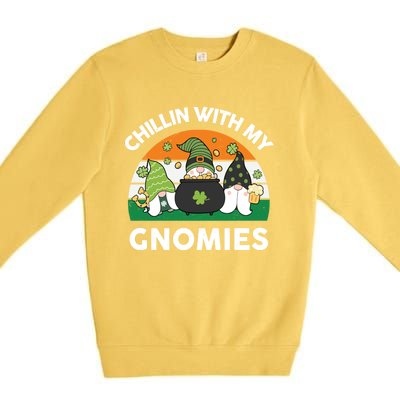 St Patricks Day Gift Chillin With My Gnomies Cool Gift Premium Crewneck Sweatshirt