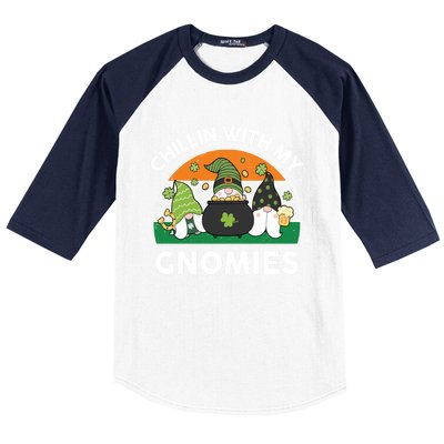 St Patricks Day Gift Chillin With My Gnomies Cool Gift Baseball Sleeve Shirt