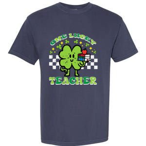 St Patrick Day Shamrock One Lucky Teacher Retro Saint Pattys Garment-Dyed Heavyweight T-Shirt