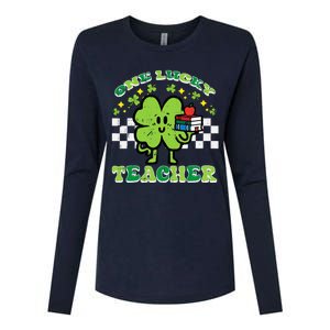 St Patrick Day Shamrock One Lucky Teacher Retro Saint Pattys Womens Cotton Relaxed Long Sleeve T-Shirt