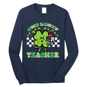 St Patrick Day Shamrock One Lucky Teacher Retro Saint Pattys Long Sleeve Shirt