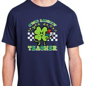 St Patrick Day Shamrock One Lucky Teacher Retro Saint Pattys Adult ChromaSoft Performance T-Shirt