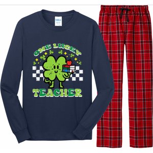 St Patrick Day Shamrock One Lucky Teacher Retro Saint Pattys Long Sleeve Pajama Set