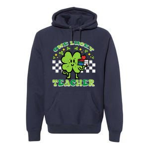 St Patrick Day Shamrock One Lucky Teacher Retro Saint Pattys Premium Hoodie