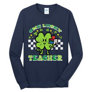 St Patrick Day Shamrock One Lucky Teacher Retro Saint Pattys Tall Long Sleeve T-Shirt