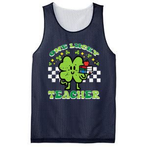 St Patrick Day Shamrock One Lucky Teacher Retro Saint Pattys Mesh Reversible Basketball Jersey Tank