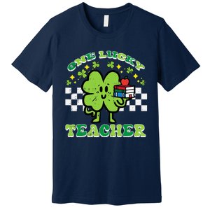 St Patrick Day Shamrock One Lucky Teacher Retro Saint Pattys Premium T-Shirt