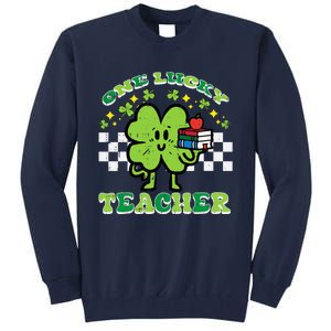 St Patrick Day Shamrock One Lucky Teacher Retro Saint Pattys Tall Sweatshirt