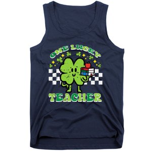 St Patrick Day Shamrock One Lucky Teacher Retro Saint Pattys Tank Top