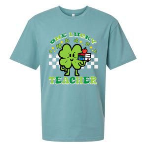 St Patrick Day Shamrock One Lucky Teacher Retro Saint Pattys Sueded Cloud Jersey T-Shirt