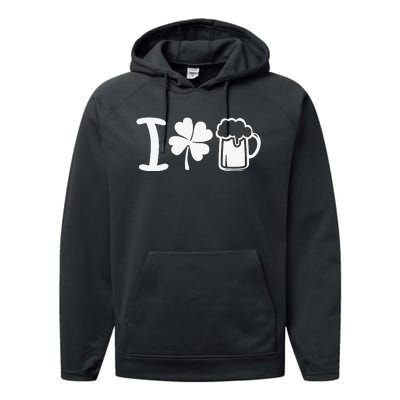 Saint Patrick's Day I Love Beer Performance Fleece Hoodie