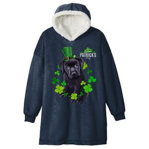 St Patrick's Day Irish Saint Patrick Shamrock Labrador Puppy Hooded Wearable Blanket