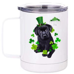 St Patrick's Day Irish Saint Patrick Shamrock Labrador Puppy 12 oz Stainless Steel Tumbler Cup