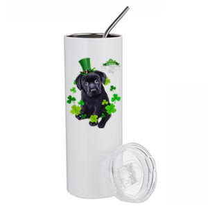 St Patrick's Day Irish Saint Patrick Shamrock Labrador Puppy Stainless Steel Tumbler