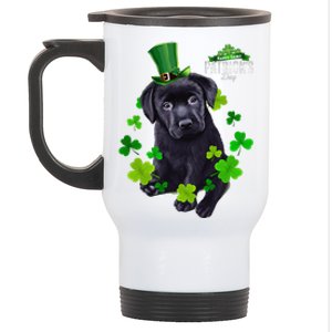 St Patrick's Day Irish Saint Patrick Shamrock Labrador Puppy Stainless Steel Travel Mug