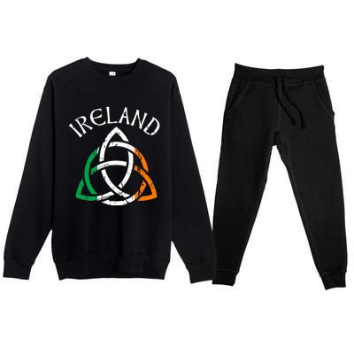 St Patricks Day for Adults Celtic Knot Ireland Premium Crewneck Sweatsuit Set