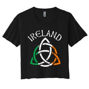 St Patricks Day for Adults Celtic Knot Ireland Women's Crop Top Tee