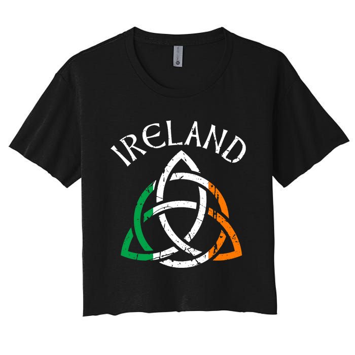 St Patricks Day for Adults Celtic Knot Ireland Women's Crop Top Tee